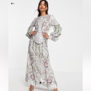 ASOS Edition floral sequin dove grey dress